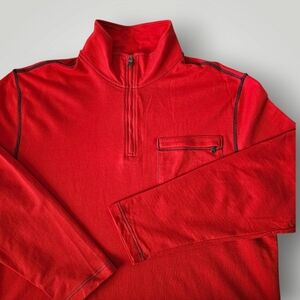 Nautica Shirt Mens XL Red Quarter Zip Pullover Soft Breathable Relaxed‎ Fit